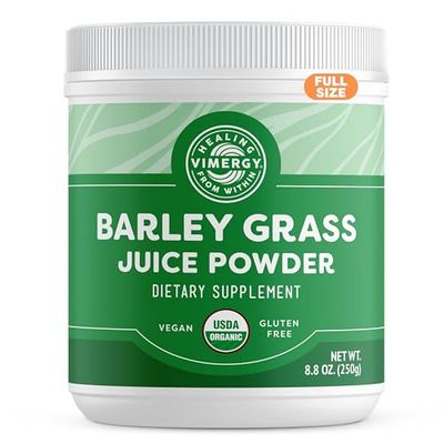 Vimergy Barley Grass Juice Powder Dietary Supplement - 0.8g per Serving (312 Servings) - Clean Superfood Formula - Promotes Cardiovascular Health - Organic, Vegan Gluten-Free - Regular Size 250g