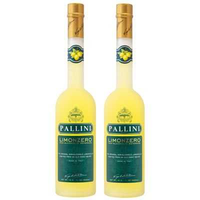 Pallini Limonzero Non-Alcoholic Limoncello Gluten Free Vegan 500ml Zero Alcohol from Italy 2 PACK