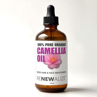 Renewalize ORGANIC CAMELLIA SEED OIL Skin Moisturizer Unrefined Cold Pressed 100 Percent Pure Large 4 fl oz bottle Moisturizing Oil for Hair Face Skin and Body