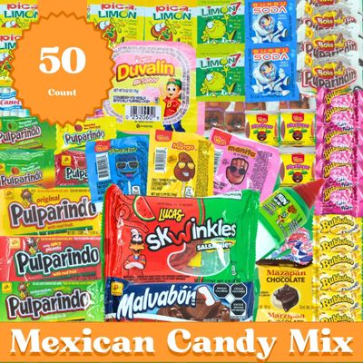 Mexican Candy Variety Pack 50 pieces, Authentic Dulces Mexicanos, Mexican Snacks, Includes Vero, Lucas, Pulparindo. Spicy, Sweet and Sour Assortment Mix Candy, Fiesta, Birthdays