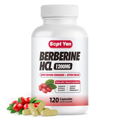 SEPT YAN Berberine Supplement 1500mg with Ceylon Cinnamon - Berberine Capsules with Bitter Melon, Banaba Leaf, Gymnema Syivestre for Immune, Metabolism, Digestion Heart Health, Vegan 120 Capsules