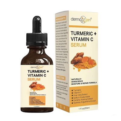 Turmeric and Vitamin C Anti-Aging facial serum, PURE ORGANIC Reduce Wrinkles, Improve Blemishes and Acne, Skin firming and Intensive Moisturizing hydrating Serum for all skin Types (1 fl oz))