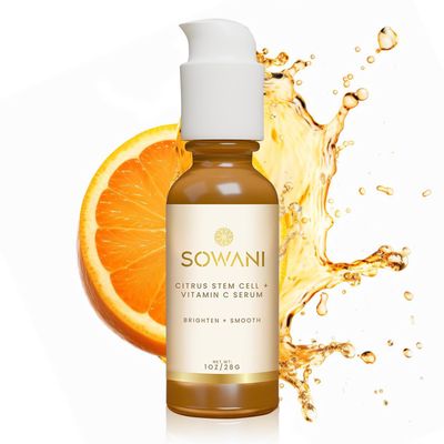 SOWANI Vitamin C Serum with Citrus Stem Cell, Facial Skin Care Serum for Moisturizing and Brightening with Orange Fruit and Chamomile Extract, Hydrating Serum for Face and Neck, 1 oz