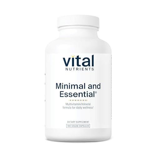 Vital Nutrients Minimal and Essential Multivitamin Vegetarian One per Day Multi Vitamin, Mineral, Antioxidant Supplement Iron-Free Gluten, Dairy, Soy Free Non-GMO 180 Capsules