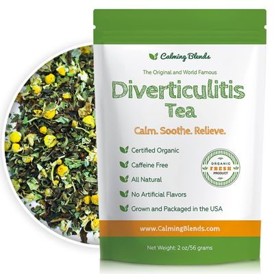 Calming Blends Diverticulitis Tea Organic Loose Leaf Tea, Caffeine Free 36 Cups Made In USA
