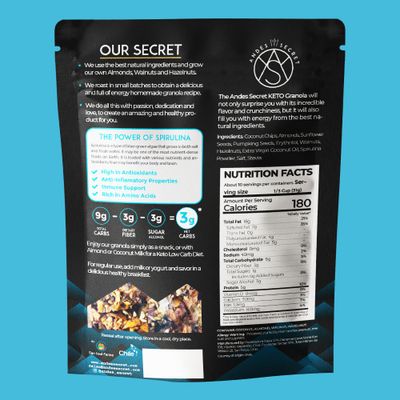 Andes Secret Variety Pack Granola - Matcha, Maqui Spirulina Powder - Keto High Protein Granola with No Sugar, Grain Gluten Free - 11 oz (3 Pack)