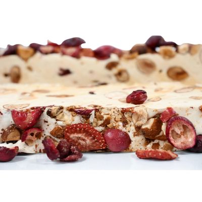 Andy Anand Almonds with Red Fruits, Nougat Soft Brittle Turron, with Wildflower Honey, Flown in from France, Made in Authentic Traditional French way, Taste in Every Bite(7 Oz)