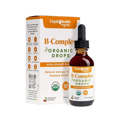 LIQUIDHEALTH Organic Vitamin B Complex for Men Women - Natural Energy, Improved Focus, Memory Mood, Immune System Support, Metabolism Boost - Extra Strength Drops, Sugar Free, Vegan (2 oz)