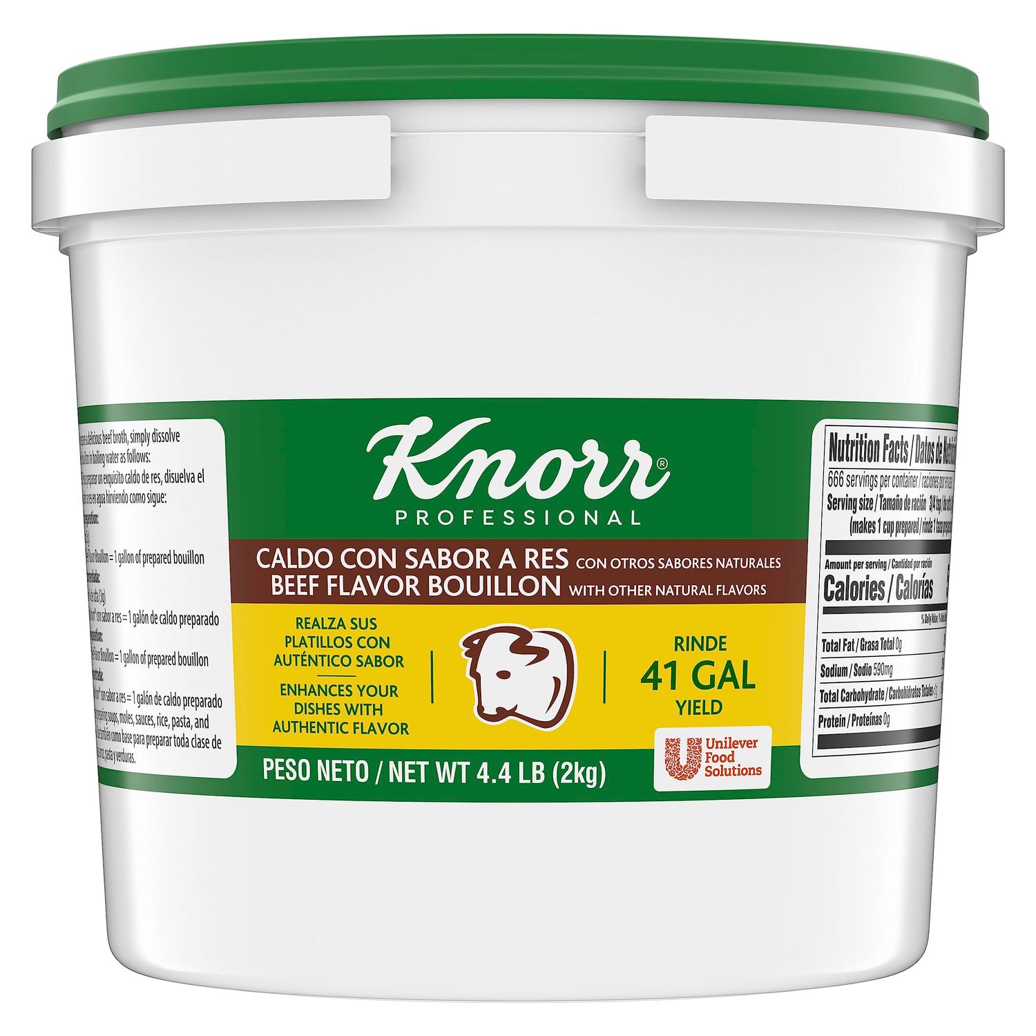 Knorr Professional Caldo de Res, Beef Bouillon with Beef Flavor Granulated Base, Bouillon as a Base, Marinade, Flavor Enhancer, Shelf Stable Convenience, 0g Trans Fat, 4.4 lbs (Pack of 1)