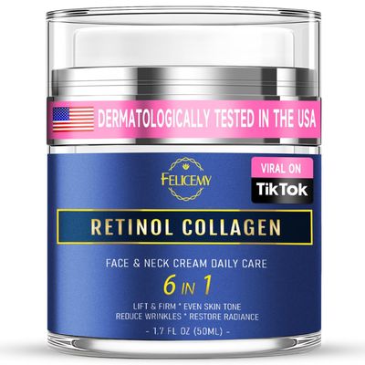 Retinol Cream for Face, Face Moisturizer with Collagen Hyaluronic Acid, Anti Aging Neck Cream for Tightening Skin, Facial Creams Day Night for Women and Men 1.7 Fl Oz