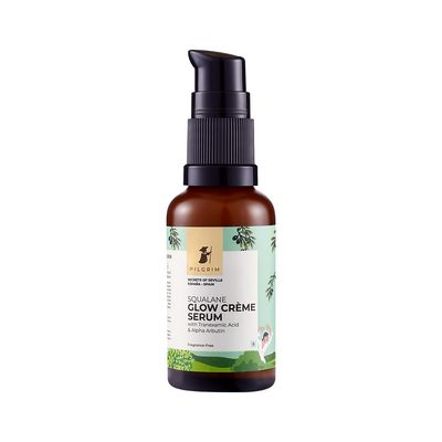 Pilgrim Squalane Glow Cr me Serum with 1 Alpha Arbutin 4 Niacinamide Reduces Dark Spots Acne Scars Evens Skin Tone Hydrates 1.01 Fl Oz (30ml)