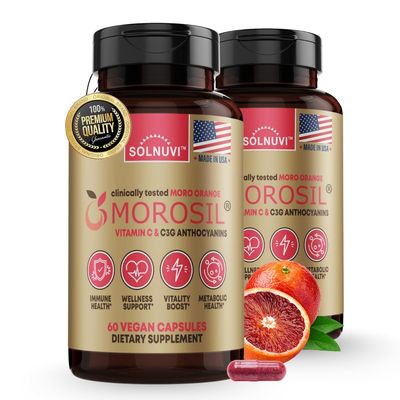 Morosil Clinically Tested C3G Supplement - Metabolism, Antioxidant, Wellness Support for Men Women - 400mg Moro Red Orange Extract - 60 Veggie Capsules - Non-GMO, Gluten-Free, Vegan-Friendly