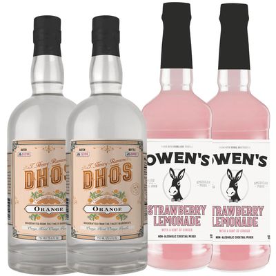 Dh s Handcrafted Non-Alcoholic Orange 2 Pack w 2 Pack Owen s Mixers Strawberry Lemonade 32 OZ - Keto-Friendly, Zero Sugar, Zero Calories, Zero Proof - 750 ML - Perfect for Mocktails - Made in USA