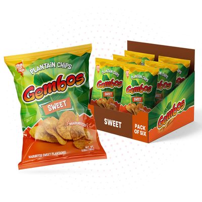 Gembos Sweet Maduritos Plantain Chips - Deliciously Sweet Plantains Snack, Perfect for Vegan Snack Lovers, Ideal for Groceries and Healthy Snack Foods, Tasty Platanitos Chips, 5.29 Oz, 6-Pack