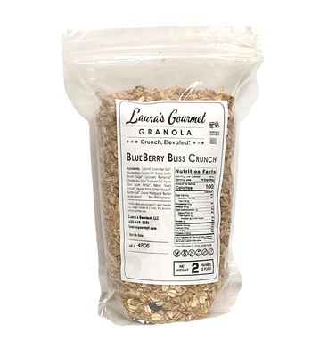 Laura&#39;s Gourmet Granola - BlueBerry Bliss Crunch - Gluten, Soy Dairy Free - Organic Agave, Chewy Blueberries, Citrus Flax, Vegan, Chef&#39;s Trifecta of Taste, Texture Mouthfeel - 2 LB