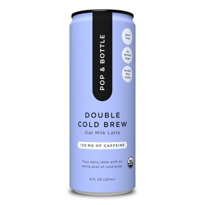 Pop Bottle Oat Milk Lattes - Organic Cold Brew Coffee Cans, Double Shot, Canned Iced Coffee, 120 mg Caffeine, Dairy Free, Gluten Free, Naturally Sweetened - Double Cold Brew, 8 fl oz (12 Pack)