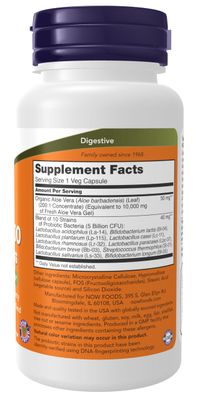 NOW Foods Supplements, Aloe 10,000 Probiotics with 10-Strain (5 Billion) Probiotic Blend, 60 Veg Capsules