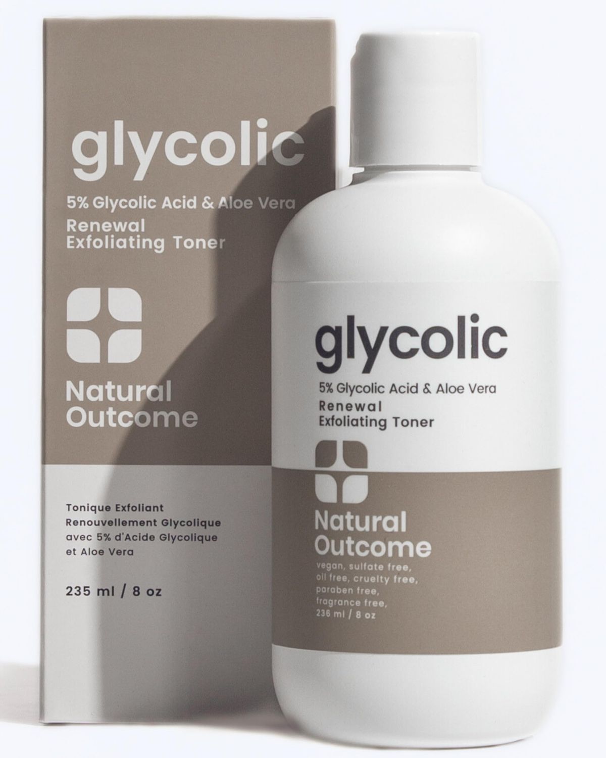 Natural Outcome Glycolic Acid Toner 5 for Face Gentle Exfoliating Toner - with Aloe Vera Quinoa Extract Advance Anti-Aging Toning Solution Rejuvenates Skin Minimizes Pore Appearance 8 oz