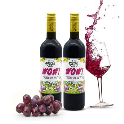 De La Rosa Austrian Red Grape Juice, Kosher, Non-GMO Gluten Free, 100 Organic Red Grape Juice, No Sugar Added, No Preservative, No Water Added, 25.4 Oz Glass Bottle (Pack of 2)