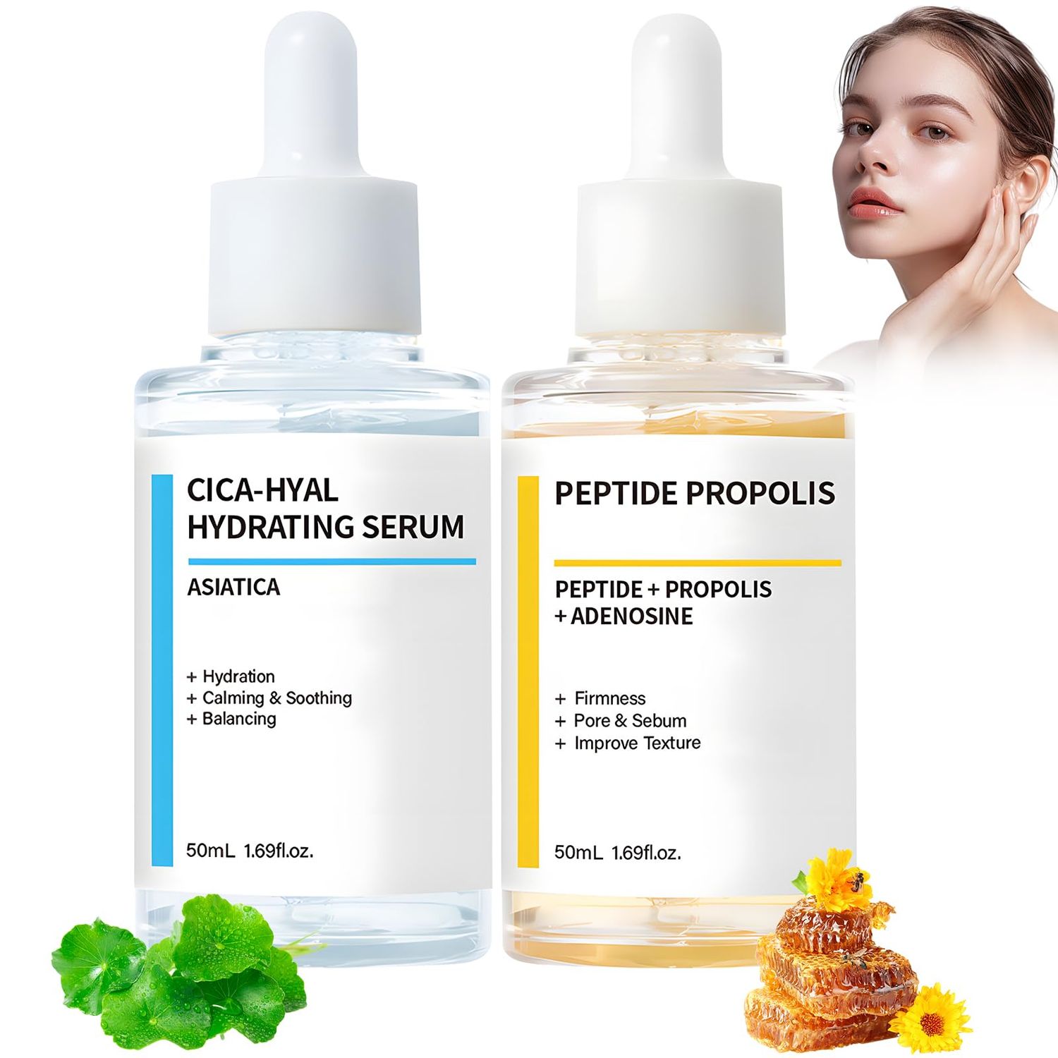 Hydration Wrinkle Renewal Serum, Peptide Propolis Serum, Anti Aging Facial Serum, Deep Moisturizing Skin Renewal, Peptide Complex Hydrating Serum for All Skin Types 1.69 fl.oz (AB)