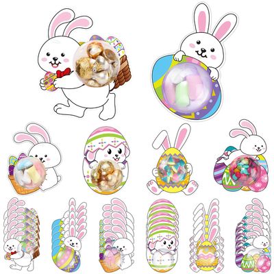 Motiskyy 30 Pack Easter Candy Fillable Card with Clear Candy Domes Chocolate Holder Cards Treat Gift Rewards Surprise for Easter Hunt Basket Stuffers Party Favors(Easter Rabbit)
