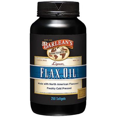 Barlean&#39;s Lignan Flaxseed Oil Softgels, Cold-Pressed Flax Seed Supplement with 1,550 mg ALA Omega-3 Fatty Acids for Joint Heart Health, 1000mg, 250 ct