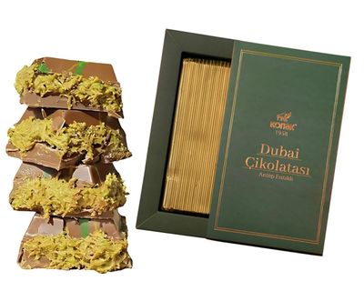 Dubai Chocolate Bar - 7oz 200g Premium Rich Milk Kunafa Pistachio Butter Chocolate Individually Wrapped Fresh Treats Luxury Gift Box for Birthdays Special Occasions, Large Bar