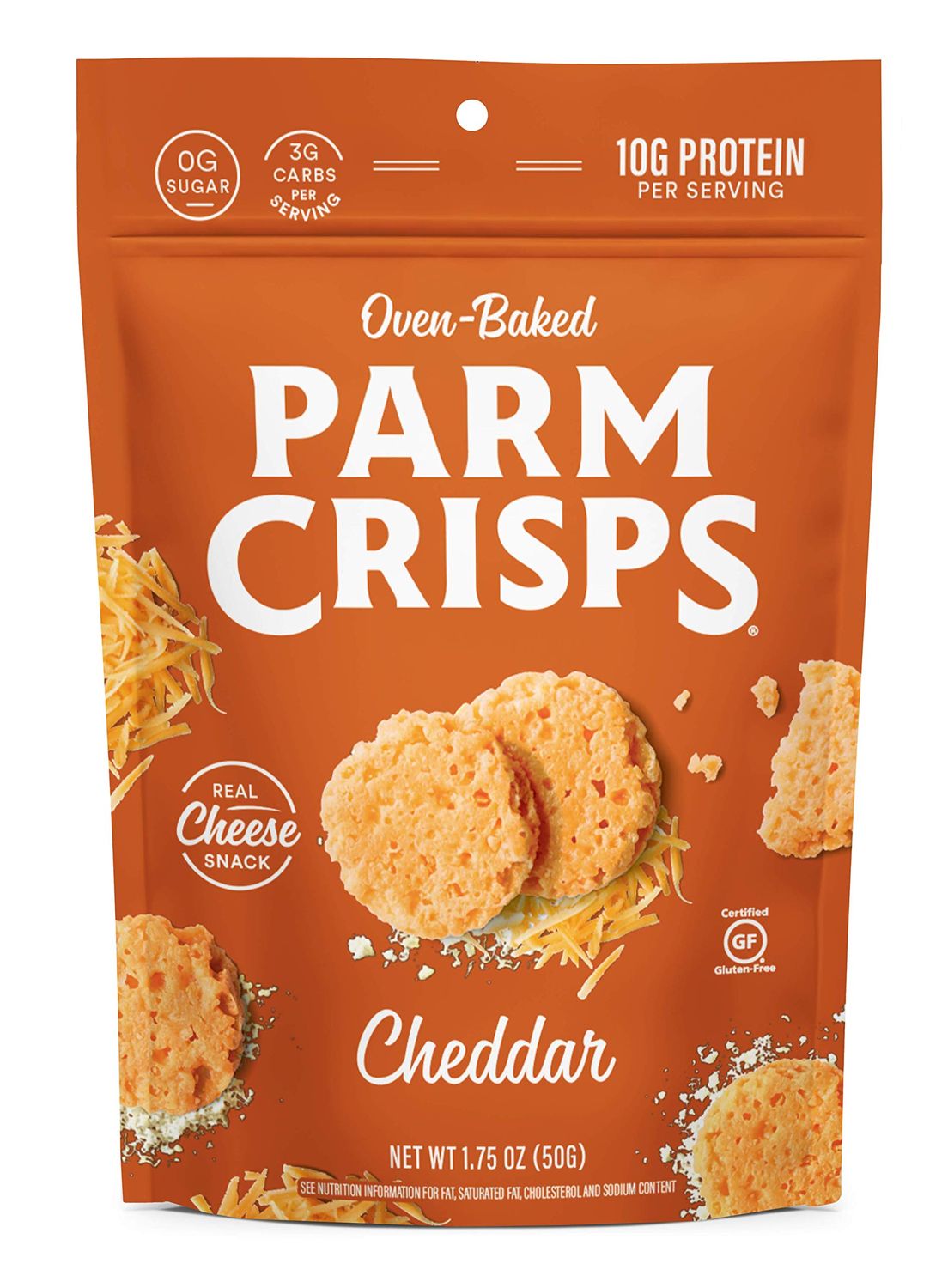ParmCrisps - Cheddar Cheese Crisps, Made Simply with 100 REAL Cheese Healthy Keto Snacks, Low Carb, High Protein, Gluten Free, Oven Baked, Keto-Friendly 1.75 Oz (Pack of 6)