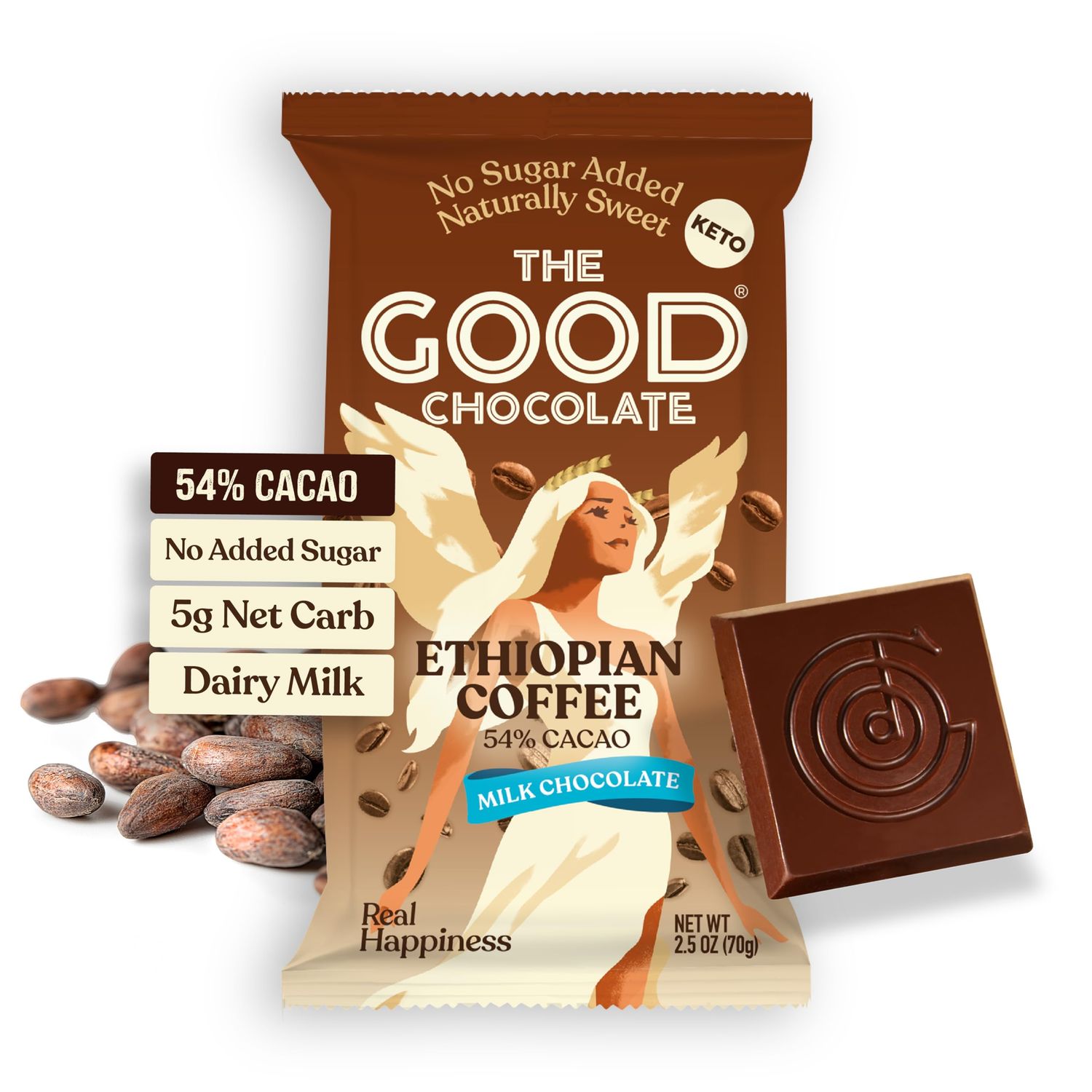 THE GOOD CHOCOLATE - Keto Milk Chocolate Coffee Bars with 80 Less Sugar Lower Net Carb - Milk Chocolate Bar that Offers Lower Calorie Chocolate Candy - Keto Snacks All Natural Non-GMO (1 Bar)