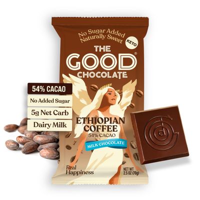 THE GOOD CHOCOLATE - Keto Milk Chocolate Coffee Bars with 80 Less Sugar Lower Net Carb - Milk Chocolate Bar that Offers Lower Calorie Chocolate Candy - Keto Snacks All Natural Non-GMO (1 Bar)