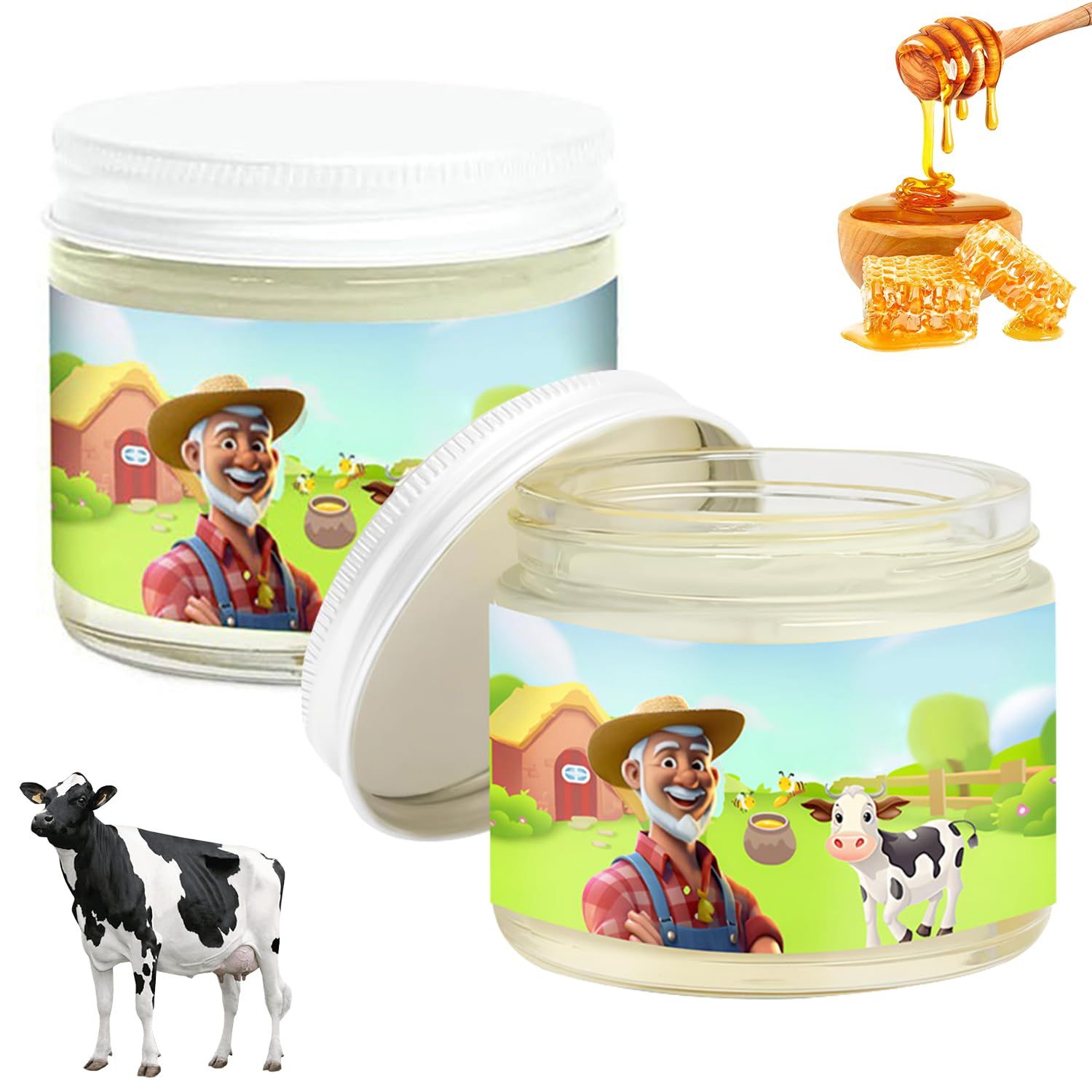 Chinosuo Tallow and Honey Balms, Beefs Tallow for Skin, Tallow Moisturizer for Face, Handmade All-Natural Moisturizer with Grass-Fed Tallow Raw Wild Honey (2pcs)