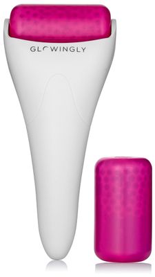 GLOWINGLY Ice Roller - Instant Results - Skin Calming Handheld Massage Roller Tool for Face Puffiness, Pore Size, Anti-Aging Skin Care Absorption, Migraine, Eye Lines, Body Injury, 1 Year Warranty
