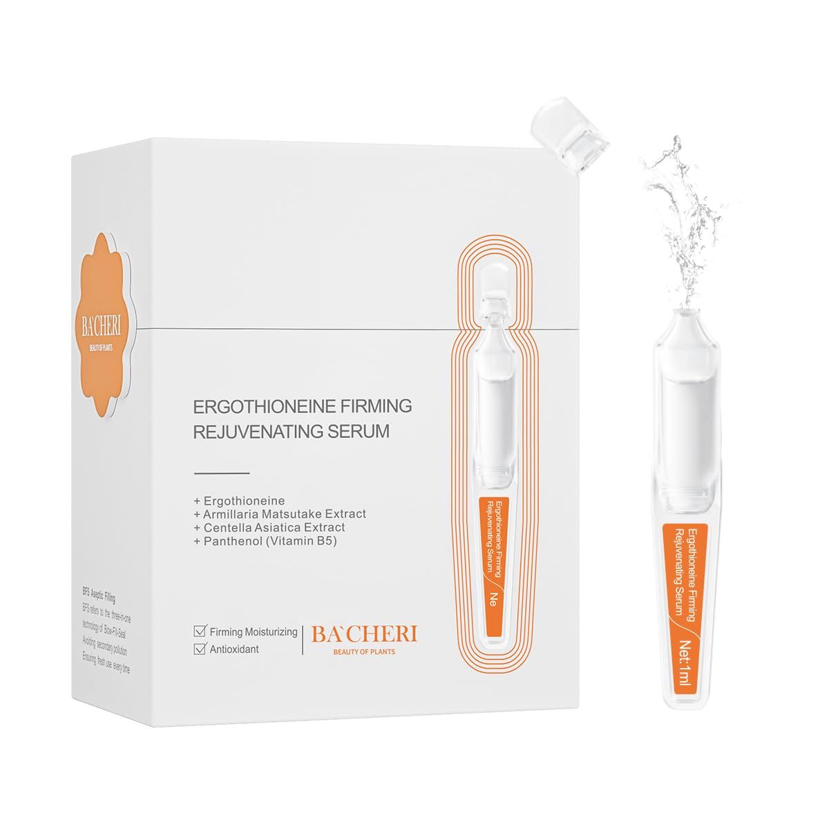 Ergothioneine Firming Rejuvenating Ampoules Serum - Hydrating and Repairing Formula with Pro-Xylane, Centella Asiatica Extract, and Vitamin B5 for Various Skin Types, 15 PcsBox