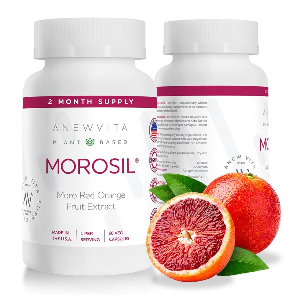 Anew Vita Morosil: Antioxidant Nutrition Supplement for Men Women Wellness Vitality Moro Red Orange Non-GMO, Gluten Free, 60 Vegetable Capsules Made in USA