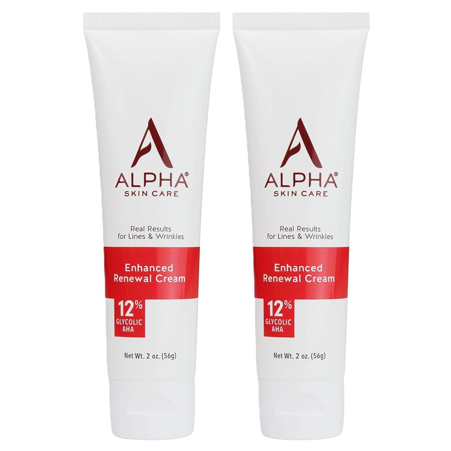 Alpha Skin Care Enhanced Renewal Cream, Anti-Aging Formula, 12 Glycolic Alpha Hydroxy Acid (AHA), Reduces Lines Wrinkles, For Normal to Dry Skin, 2 oz, Pack of 2