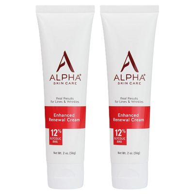 Alpha Skin Care Enhanced Renewal Cream, Anti-Aging Formula, 12 Glycolic Alpha Hydroxy Acid (AHA), Reduces Lines Wrinkles, For Normal to Dry Skin, 2 oz, Pack of 2