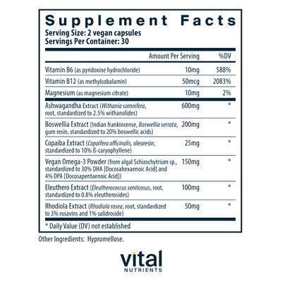 Vital Nutrients Vegan Adrenal Support Supplement to Support Adrenal Gland Function and Healthy Stress Response Mild Stress Gluten, Dairy Soy Free 60 Capsules