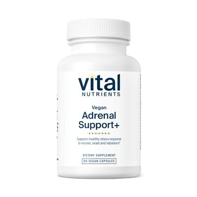 Vital Nutrients Vegan Adrenal Support Supplement to Support Adrenal Gland Function and Healthy Stress Response Mild Stress Gluten, Dairy Soy Free 60 Capsules