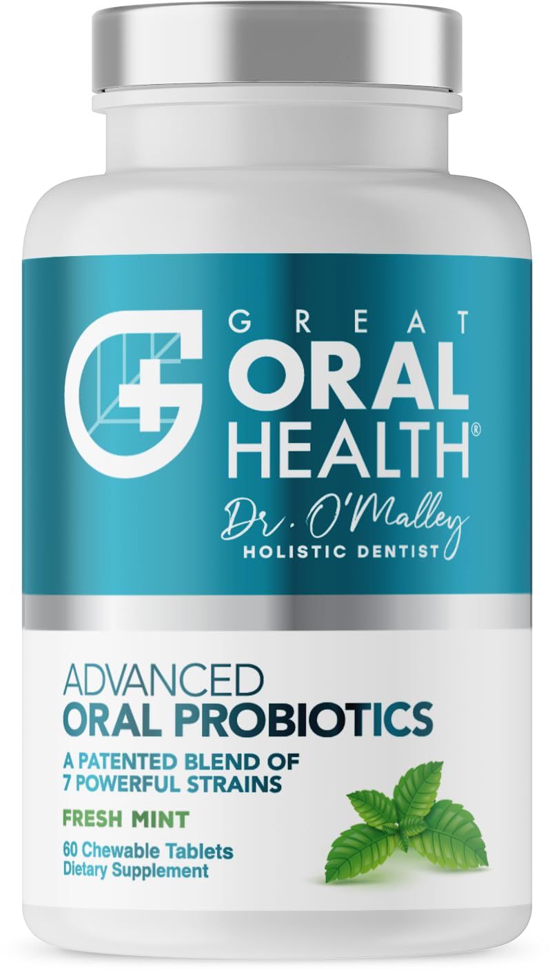Oral Probiotics for Mouth Bad Breath Treatment for Adults; Dentist Formulated Dental Probiotics for Teeth and Gums Health Chronic Halitosis with BLIS K12 M18, 60 Chewable Oral Health Tablets Mint