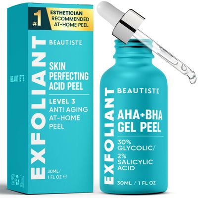 Beautiste 30 DAY MIRACLE AHA 30 BHA 2 Peeling Solution - Clinical Strength Liquid Exfoliant for Dark Spots, Blackheads Clogged Pores - Resurfacing Salicylic Acid Serum Chemical Peel for Face
