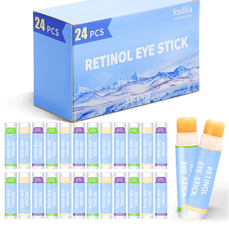 Radiia Retinol Eye Balm Stick with Retinol Ceramide Complex - Facial Moisturizer for Dark Circles Wrinkles - Under Eye Brightener Stick, Anti Wrinkle Hydrating Face Skincare