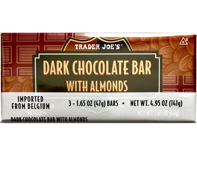 Dark Chocolate Bar With Almonds, Imported From Belgium