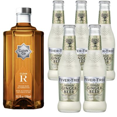 Clean Co Non-Alcoholic Rum Alternative 700ml Bottle with Premium Quality Ginger Beer - Batanga