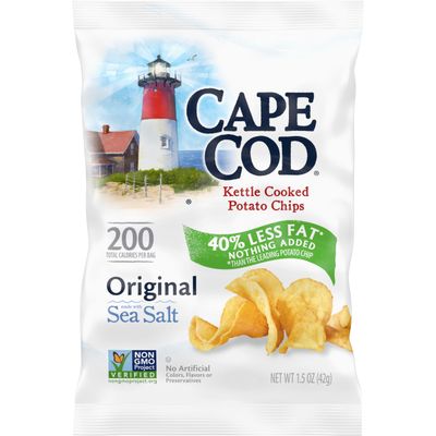 Cape Cod Potato Chips, Less Fat Original Kettle Cooked Chips, 1.5 Oz (Pack of 56)