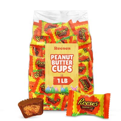 Bulk Peanut Butter Cup Miniatures Candy - 1.5 Pound (75 Pieces) Individually Wrapped Milk Chocolate Candy For Parties Treats