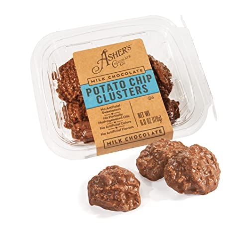 Asher&#39;s Chocolate Company, Delicious Chocolate Potato Chip Clusters, Made from the Finest Kosher Chocolate, Family Owned Since 1892 (6oz, Milk Chocolate)