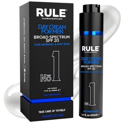 RULE COSMECEUTICALS - No.1 Day Gel Moisturizer for Face, SPF 20, Sunscreen Moisturizer for Men, Moisturizer for Dry Skin, Men s Grooming Solution for Combination or Oily Skin, 50 mL