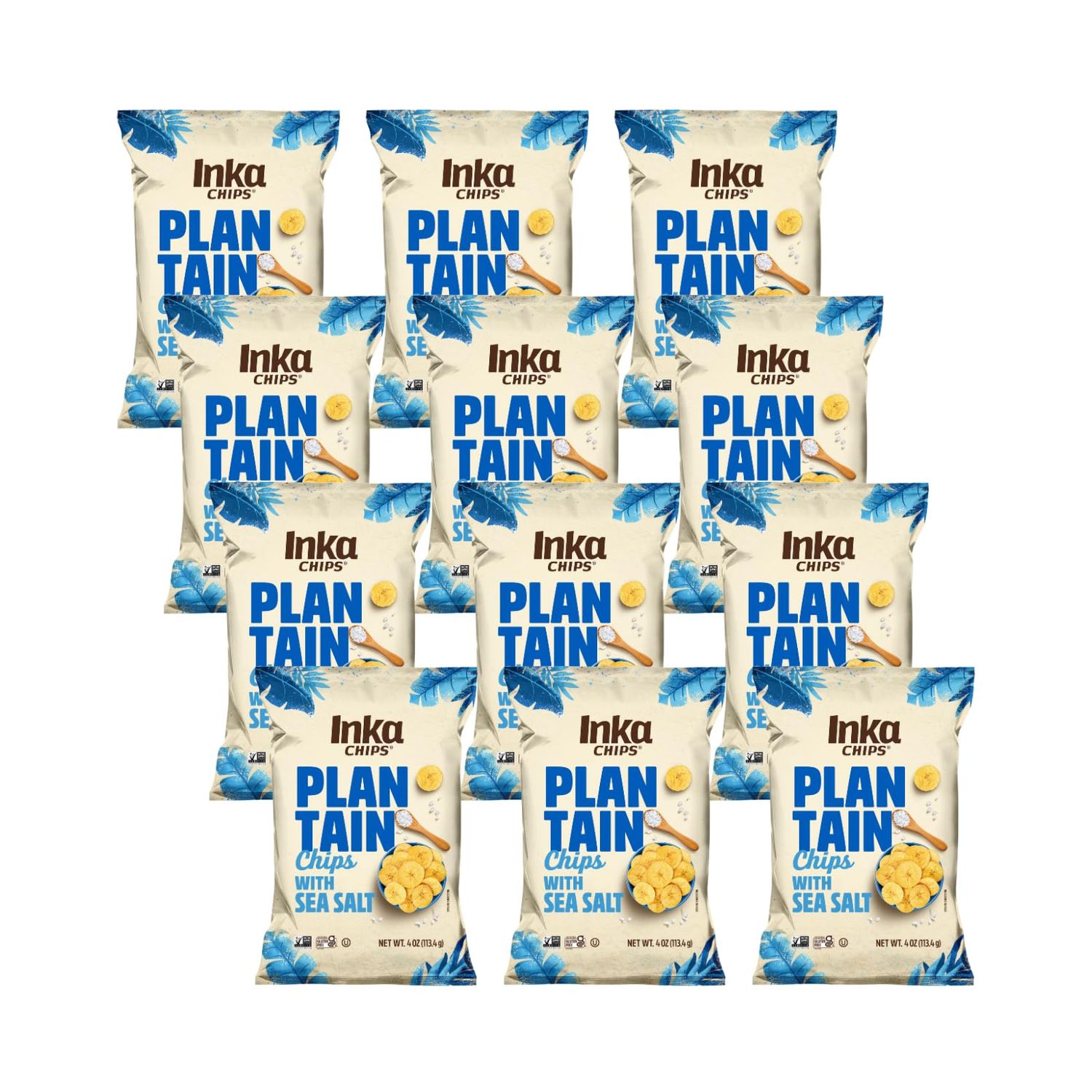 Inka Crops Plantain Chips, Original Sea Salt, 4 Ounce (Pack of 12)
