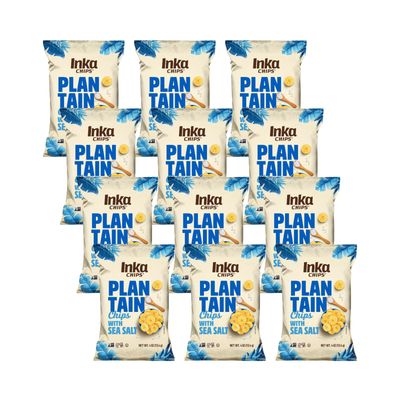 Inka Crops Plantain Chips, Original Sea Salt, 4 Ounce (Pack of 12)