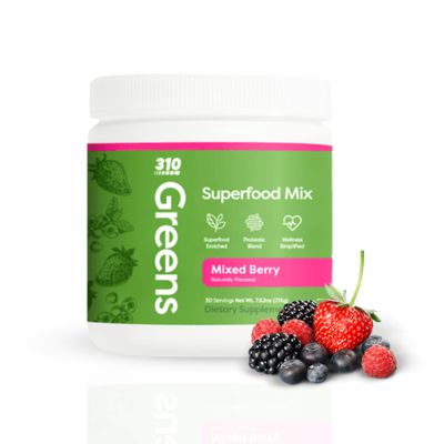 310 Nutrition Organic Superfood Greens Powder - Super Green Powder Supplement with Daily Greens Spirulina, Vegetable Enzymes Antioxidants - Immunity Boost - Mixed Berry, 30 Servings